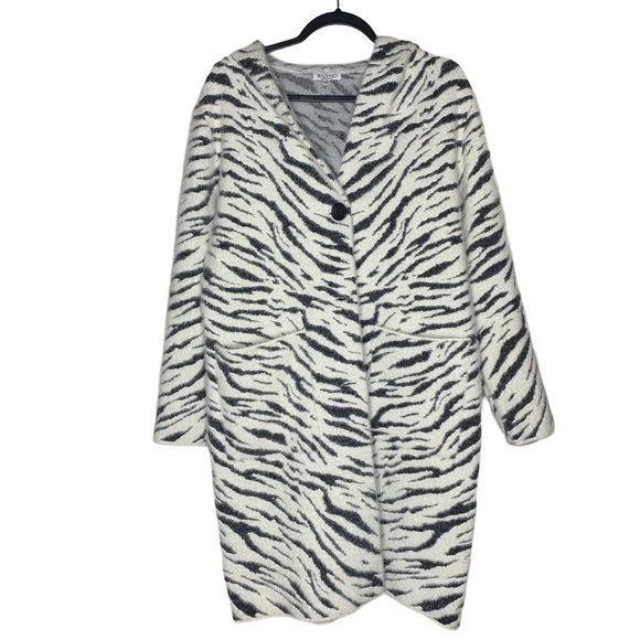 Baciano Zebra Hooded Sweater Cardigan/Sweater Coat - Picture 1 of 4